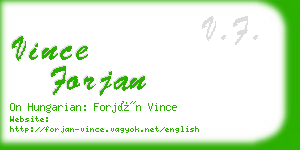 vince forjan business card